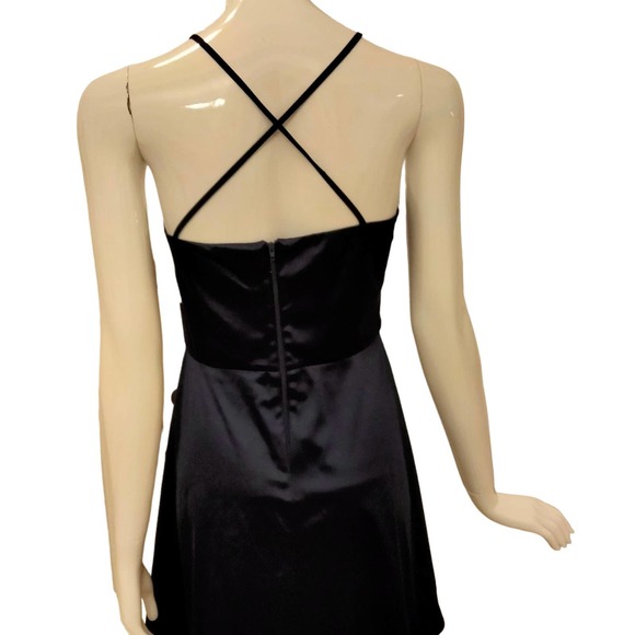 By&by Navy blue satin evening dress crisscross back size 11 - Picture 3 of 8